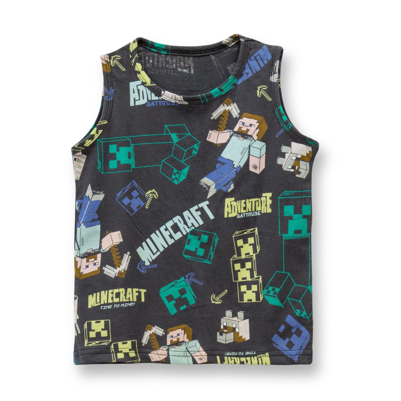 Mine Craft Printed Black Kids Clothing Set tshirt