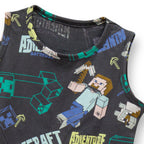 Mine Craft Printed Black Kids Clothing Set closeup
