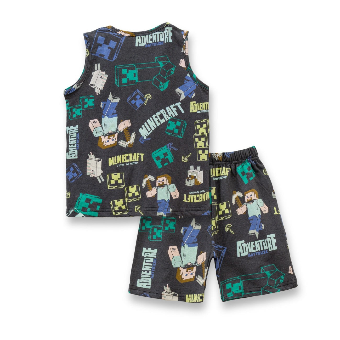 Mine Craft Printed Black Kids Clothing Set back