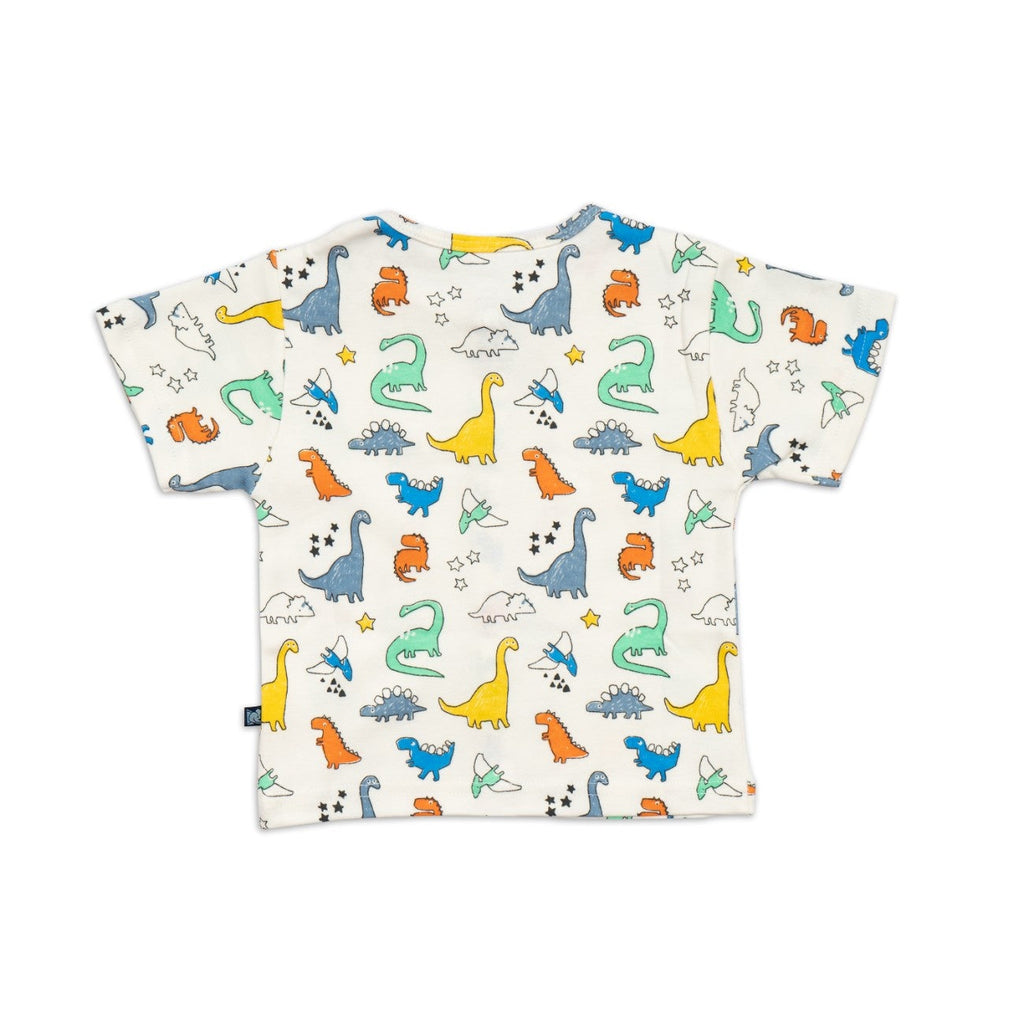 colour dino printed baby clothing set back view