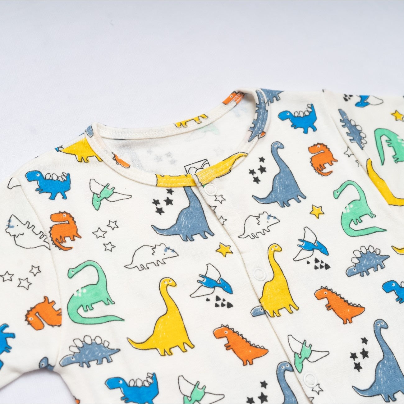 colour dino printed baby clothing set new closeup