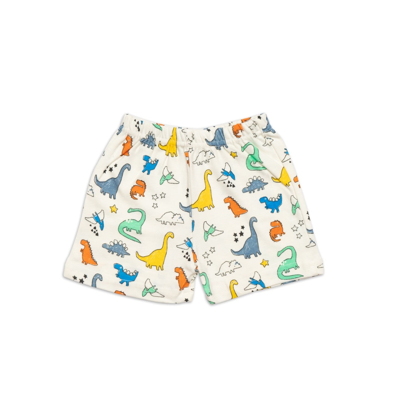 colour dino printed baby shorts set