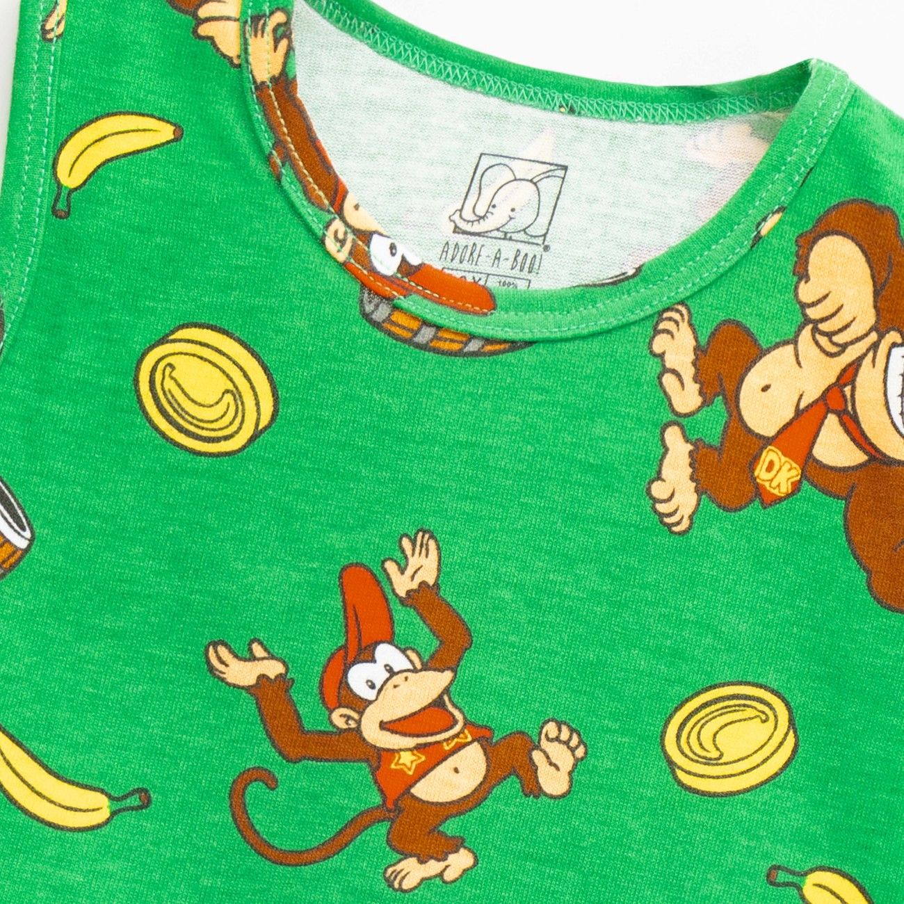 Monkey Printed Green Kids Clothing Set closeup