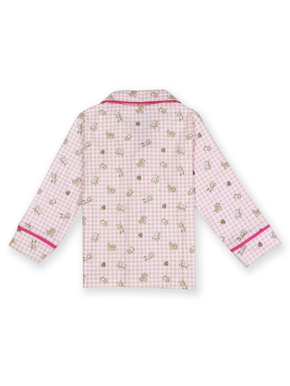 pink checkered kids night dress set