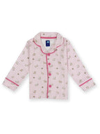 pink checkered kids night dress set