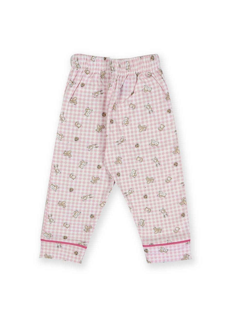 pink checkered kids night dress set