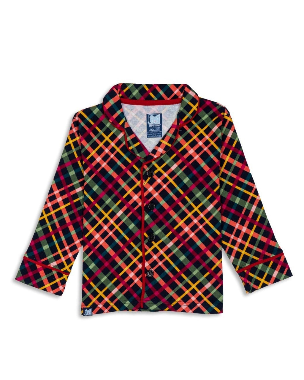 cross striped kids night suit front