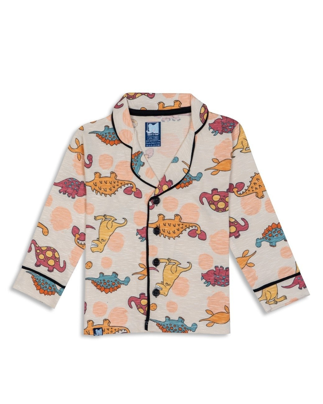 dino printed kids night dress front