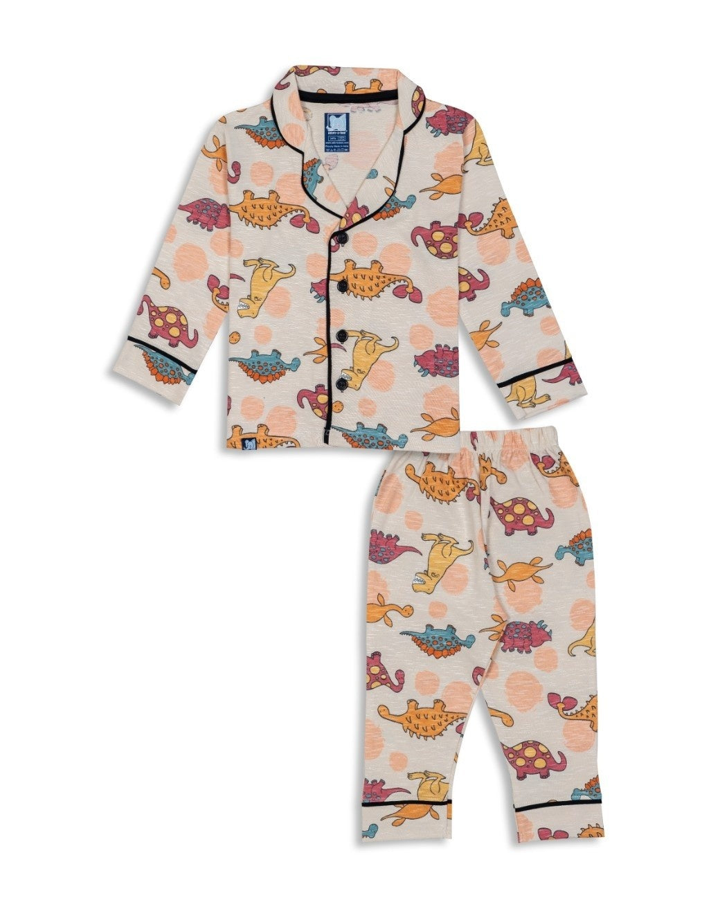 dino printed kids night dress set