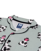 panda printed kids night dress suit