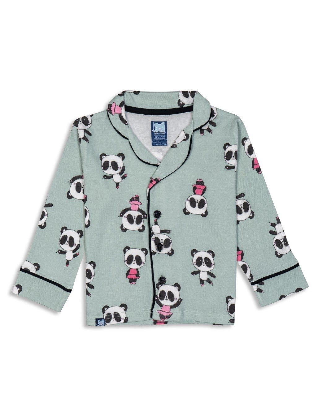 panda printed kids night dress suit