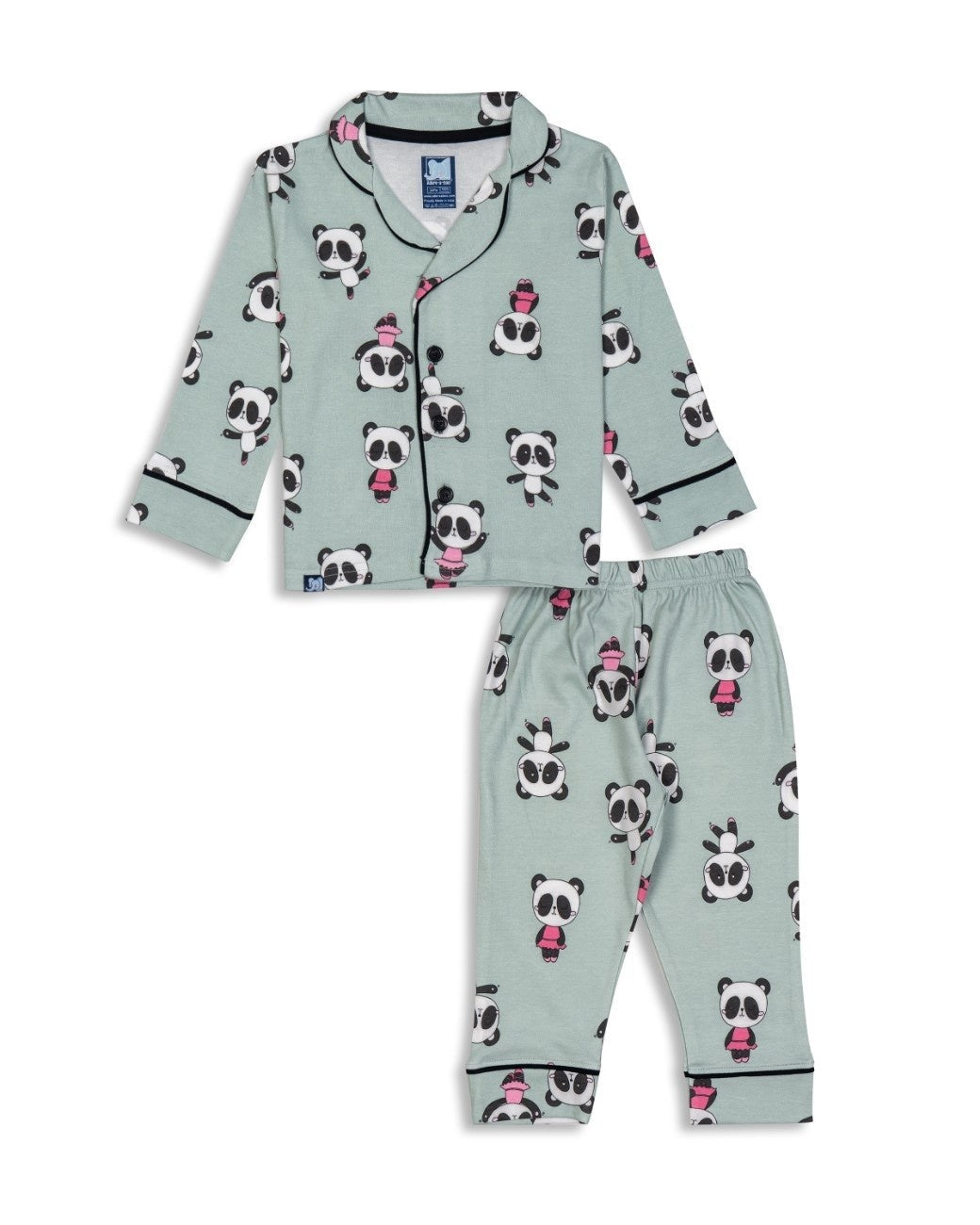 panda printed kids night dress suit