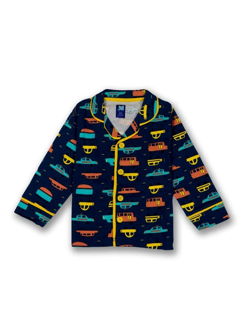 car printed night dress for kids front