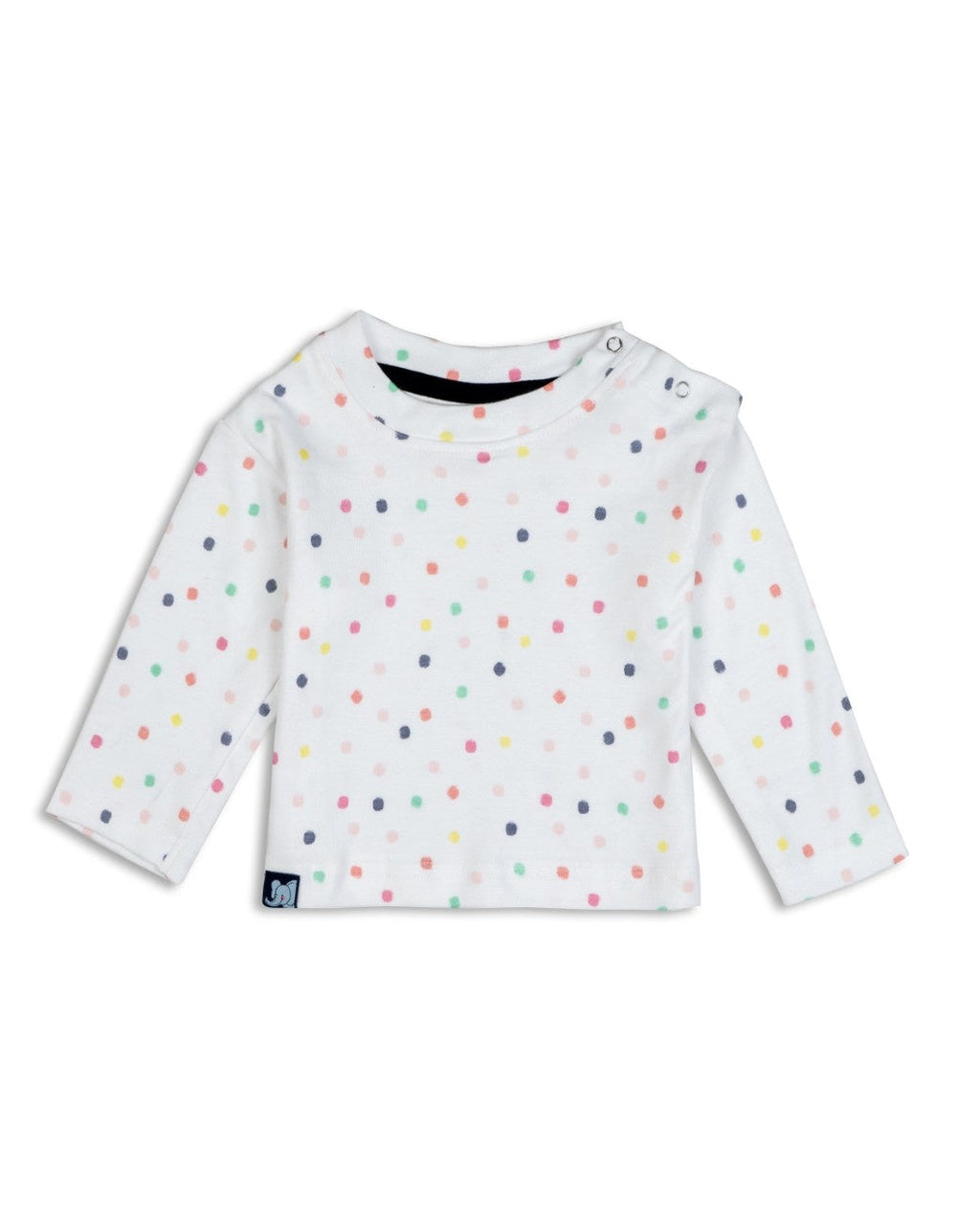 colour dots printed baby cotton pyjama set front