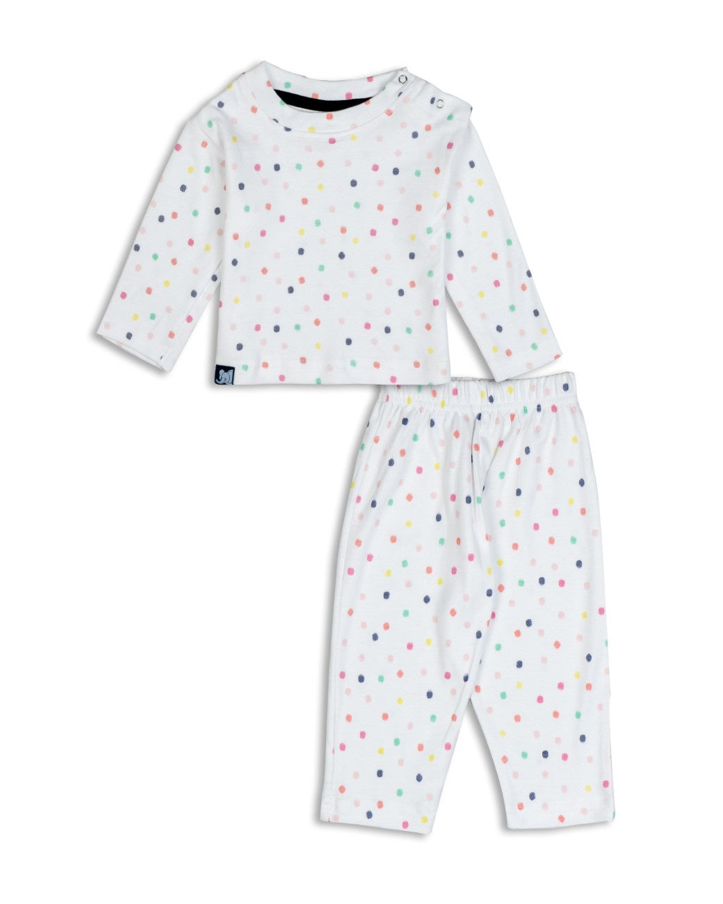 colour dots printed baby cotton pyjama set