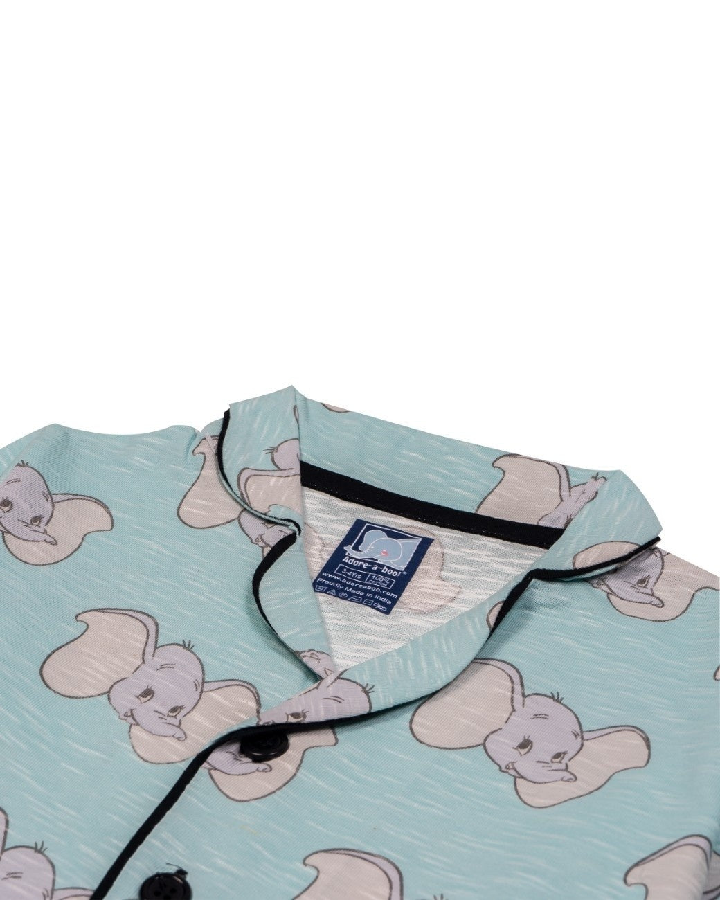 elephant printed kids night dress closeup
