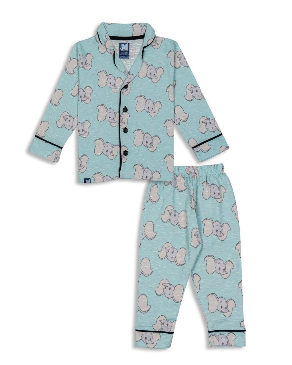 elephant printed kids night dress set