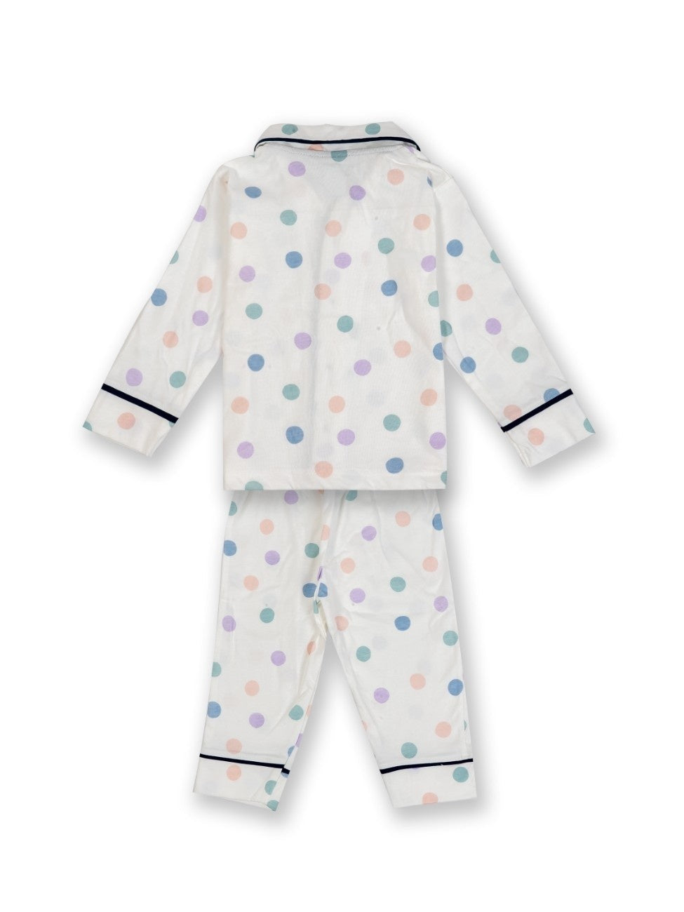 polka dots printed kids night dress back