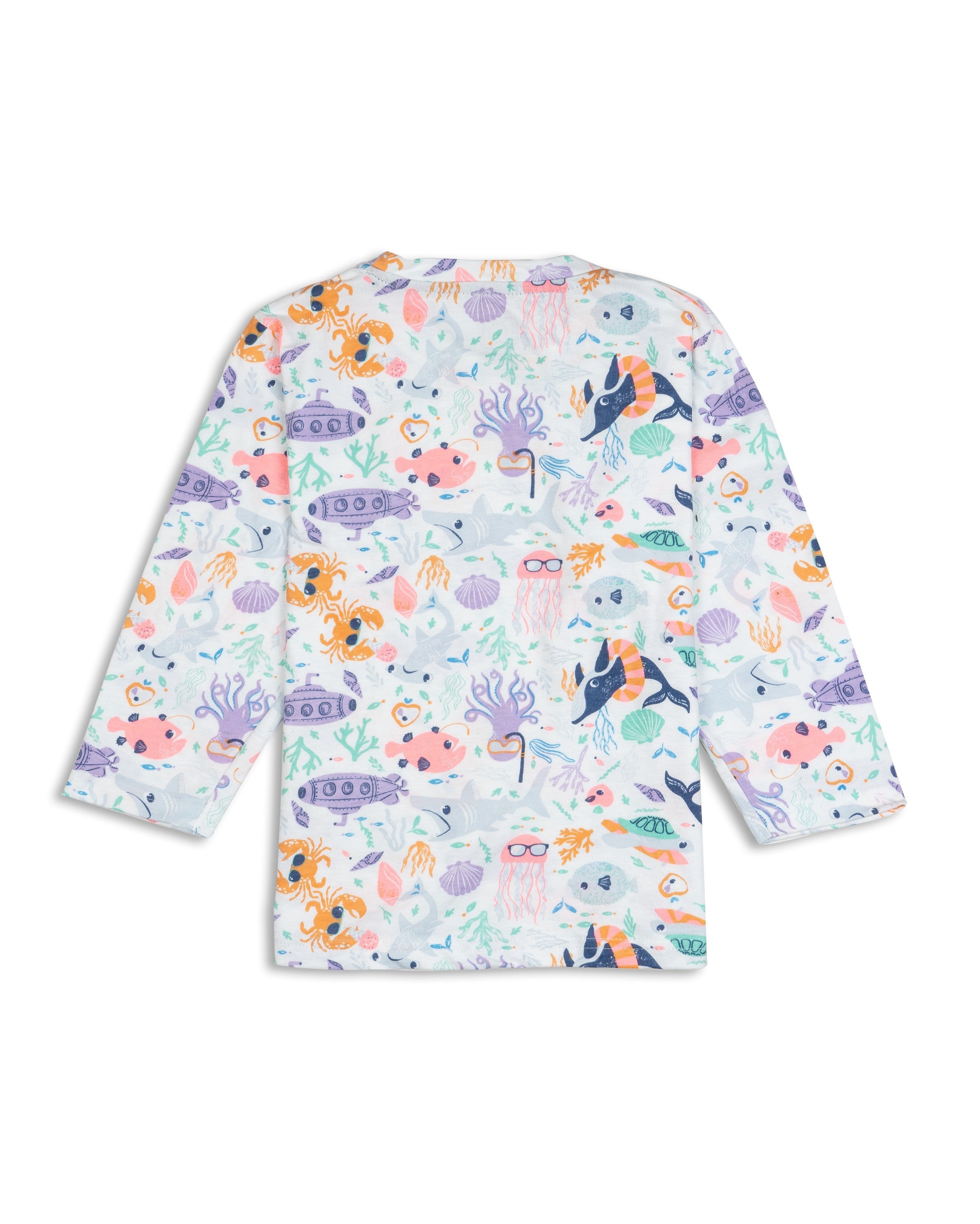 ocean animals kids tshirt pyjama set back