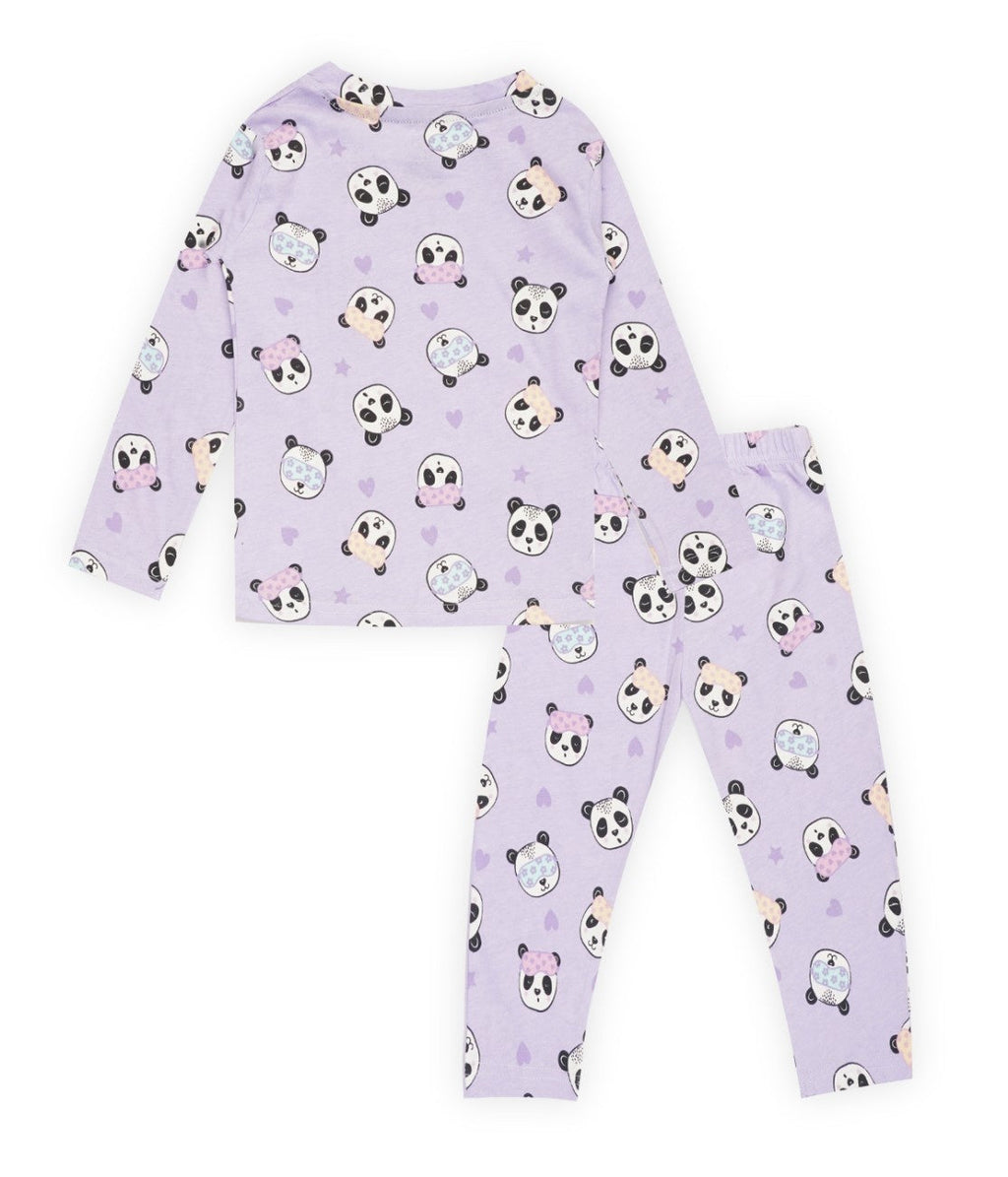 panda printed full sleeve tshirt pyjama set back