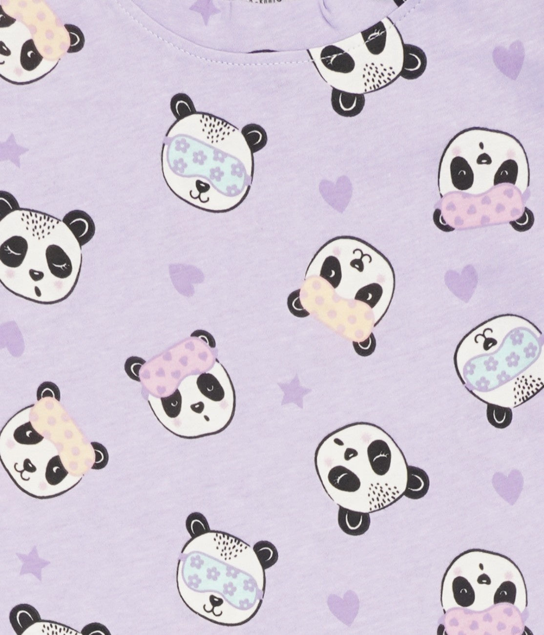 panda printed full sleeve tshirt pyjama set closeup