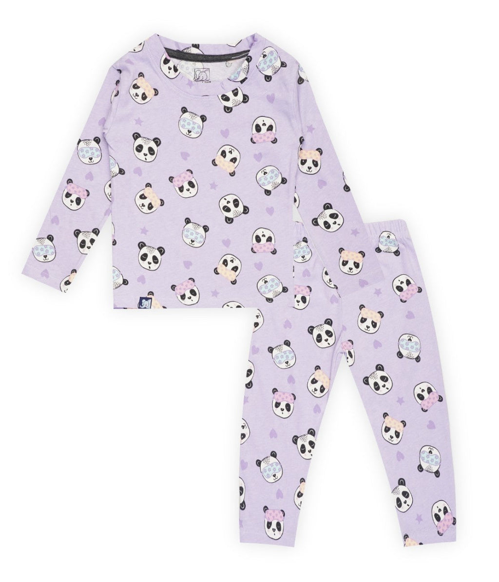 panda printed full sleeve tshirt pyjama set