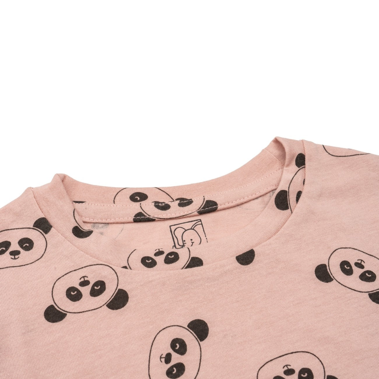 panda face printed cotton baby twin set closeup