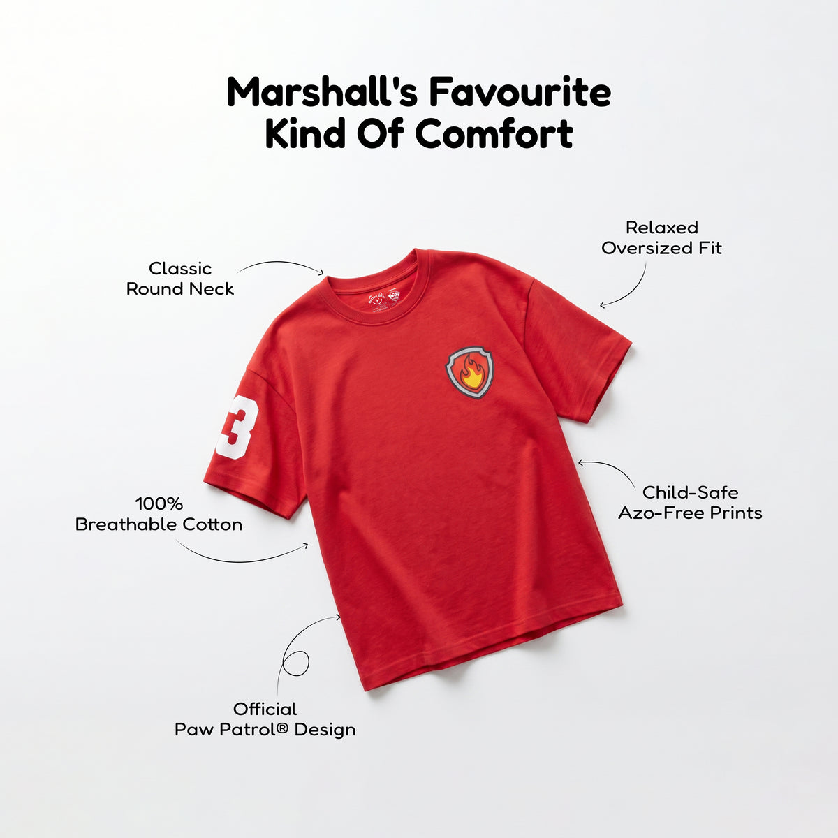 Paw Patrol Rescue Fire Marshall Red Kids  T-Shirt