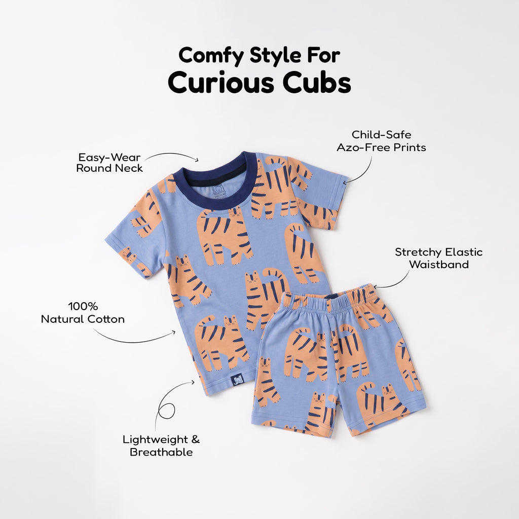 Tiger Printed Blue Kids Co-Ord Set