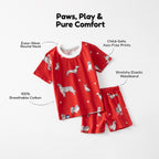 Dogs Family Printed Red Kids Co-Ord Set