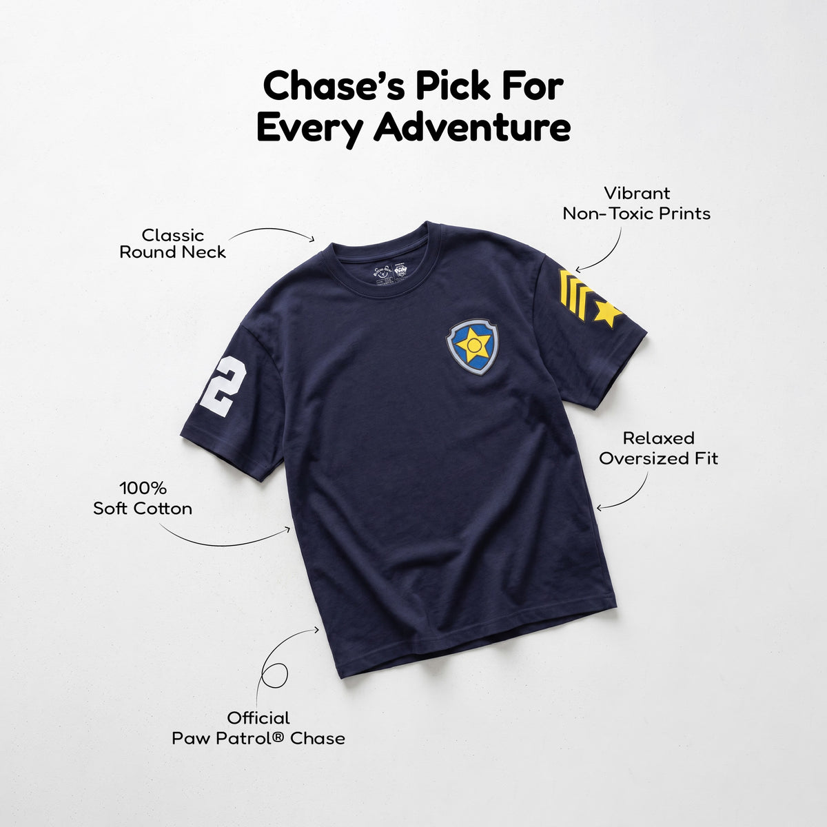 Chase Printed Navy Blue Kids T-Shirt - Paw Patrol©