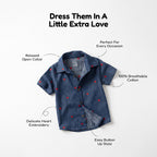 Heart Embroidered Blue Boys Shirt