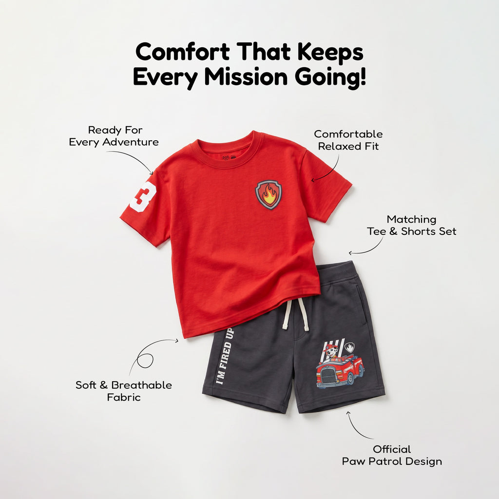 Red Paw Patrol Marshall Kids T- Shirt and Shorts Set