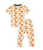 kids pajama set pumpkin printed dress back