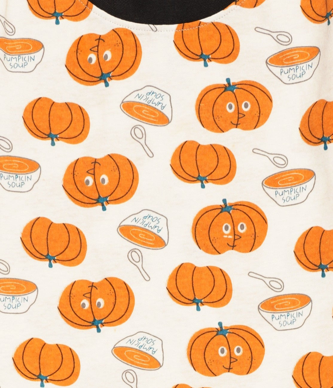 kids pajama set pumpkin printed dress closeup