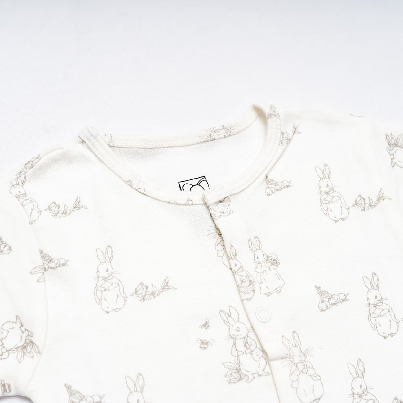rabbit printed cotton baby clothes closeup