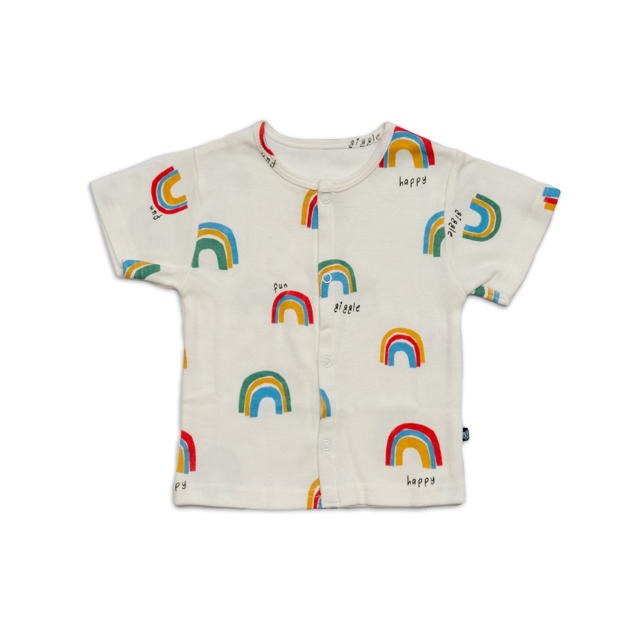 rainbow printed cotton baby clothes front view