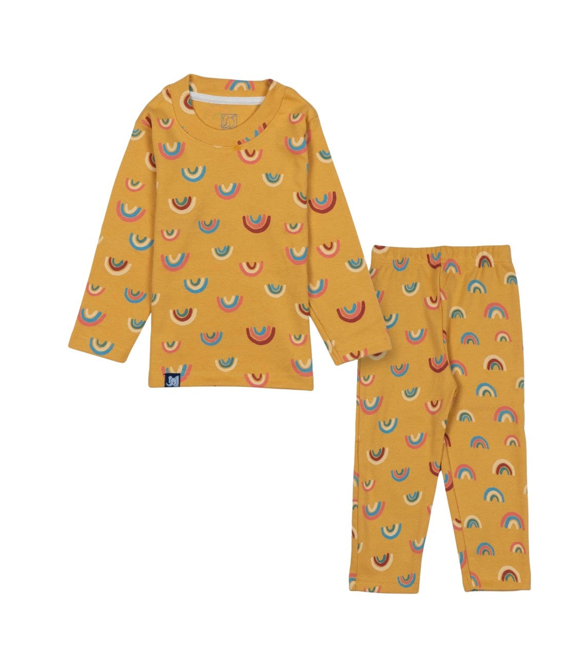 rainbow printed full sleeve kids pj set