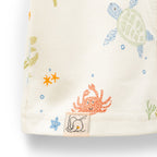 sea animals printed baby clothes closeup