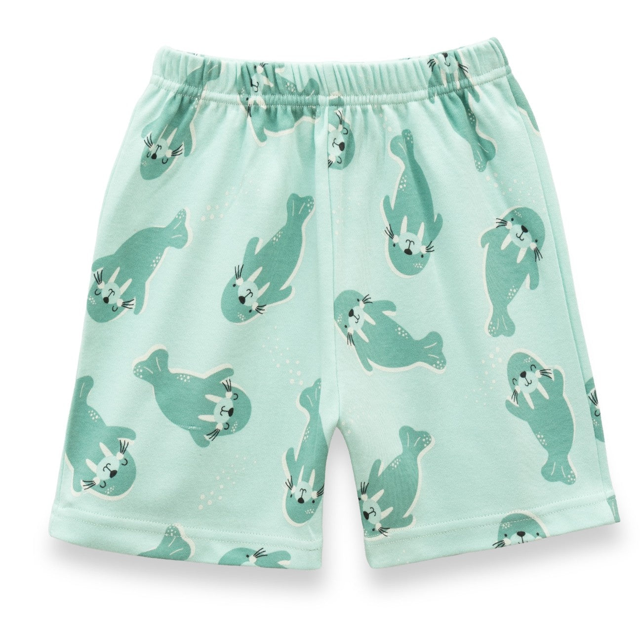 Sea Walrus Printed Green Kids Clothing Set shorts