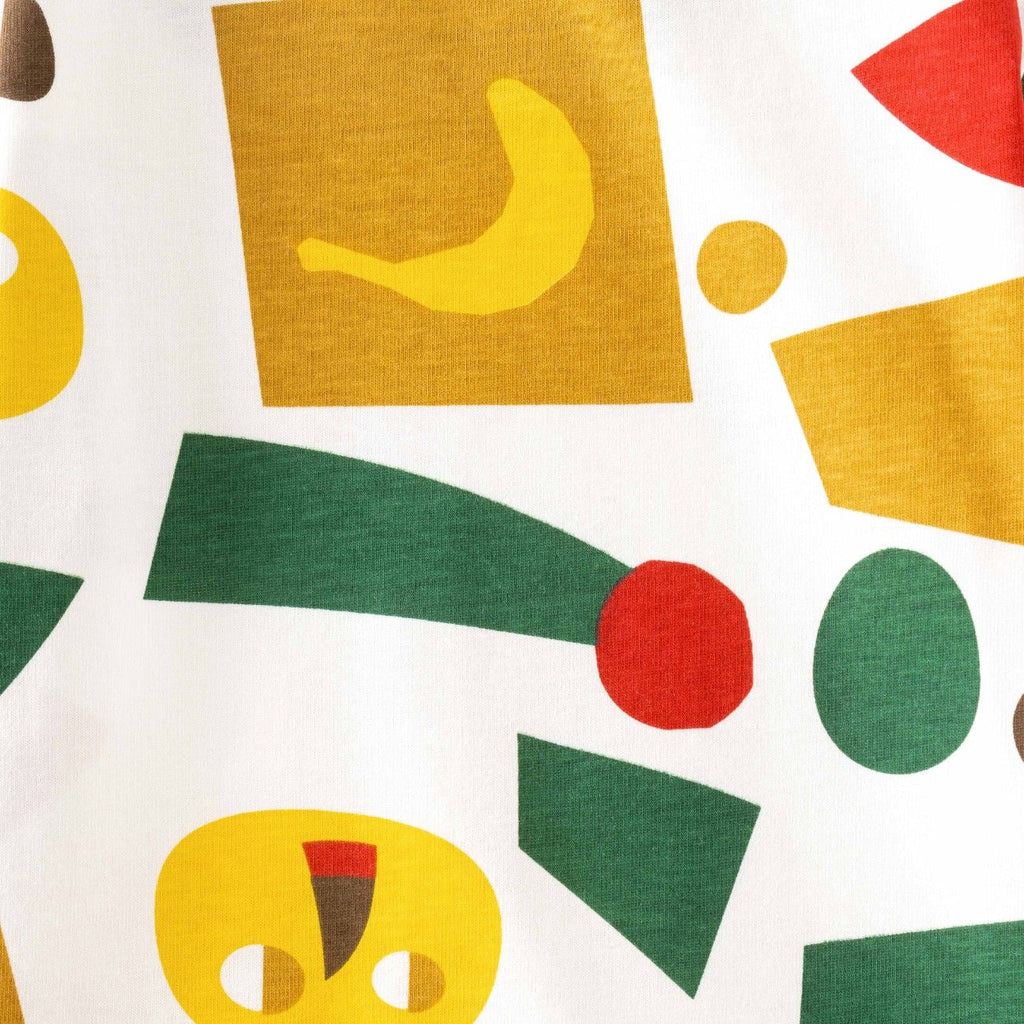 colour shapes printed kids clothing set closeup