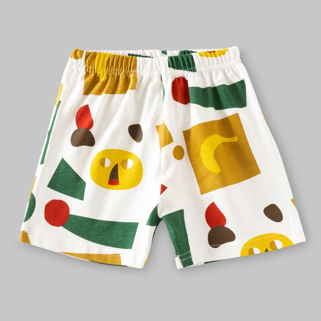 colour shapes printed kids clothing set shorts