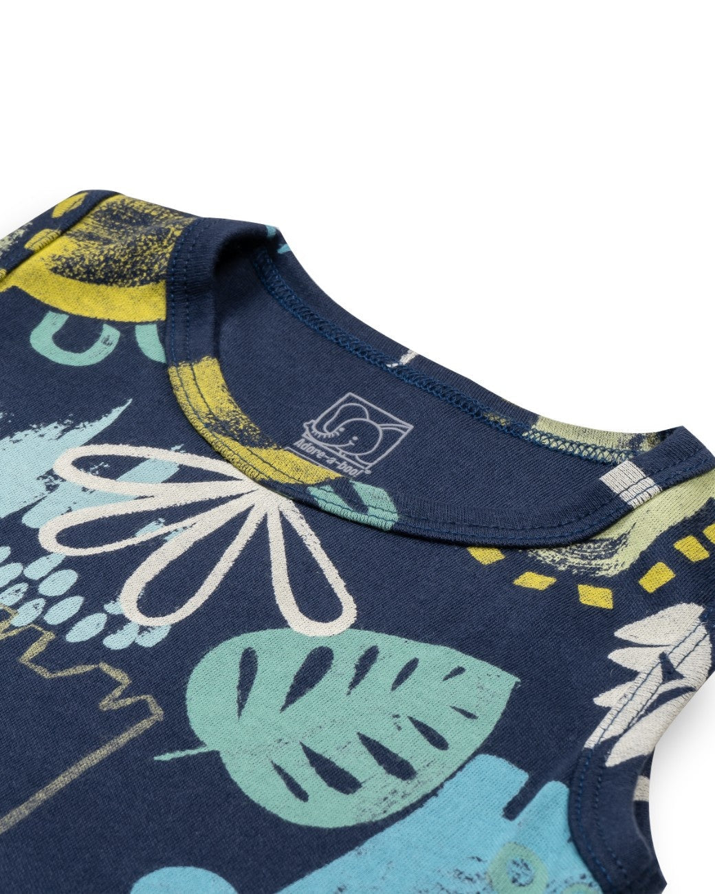 Sketchy Animals Blue Kids Clothing Set closeup