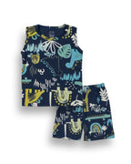 Sketchy Animals Blue Kids Clothing Set front