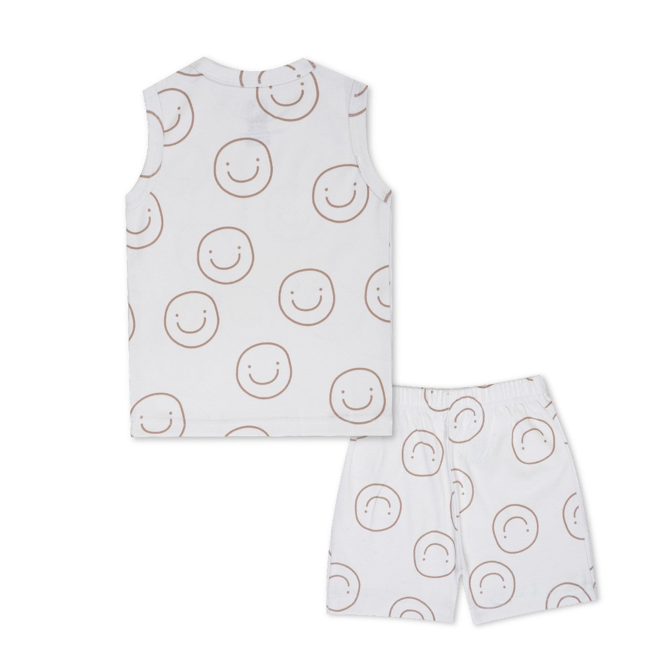 Smiley Printed White Kids Clothing Set back