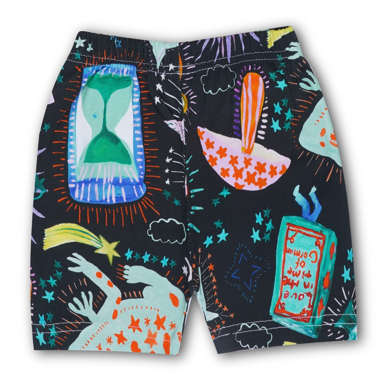 Star Night Printed Black Kids Clothing Set shorts