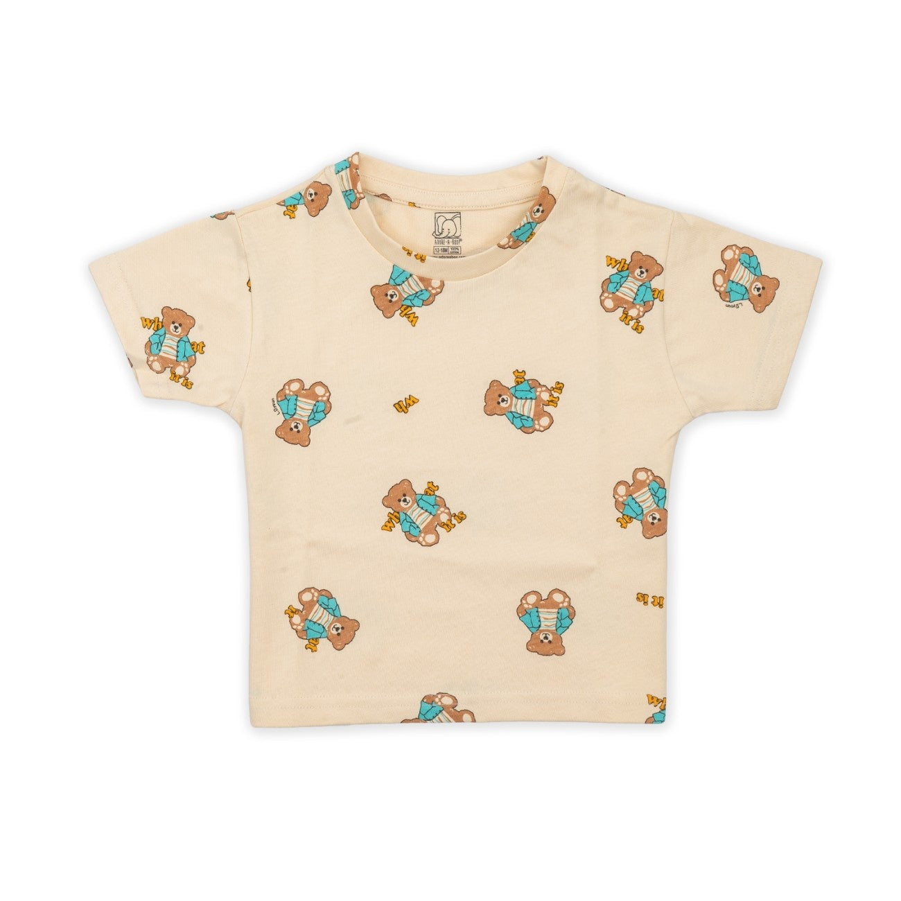 cute teddy printed cotton baby clothing set tshirt