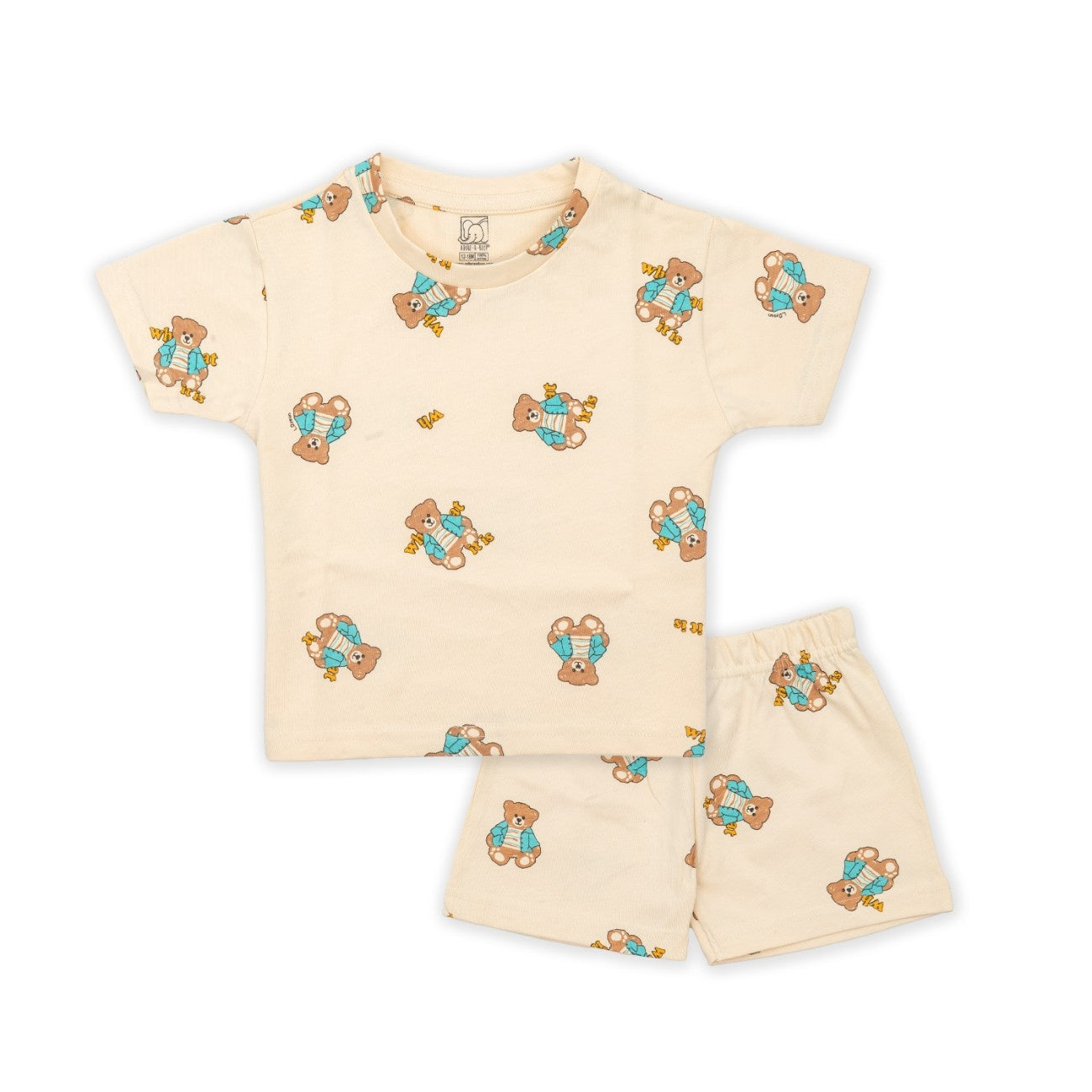 cute teddy printed cotton baby clothing set