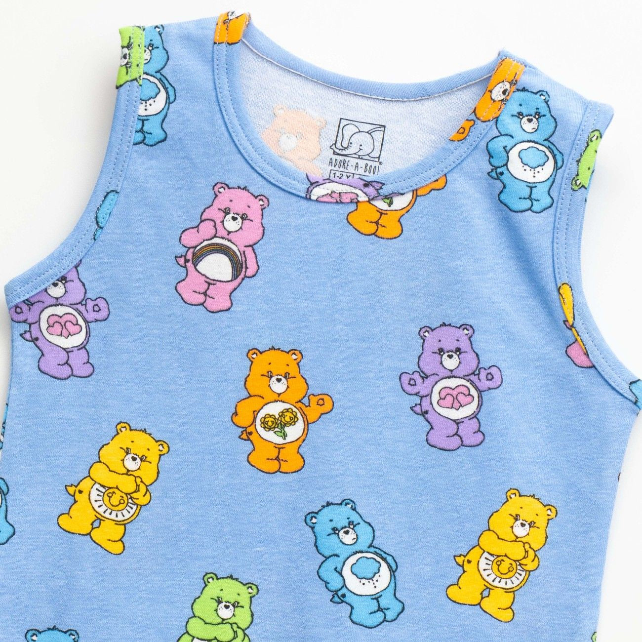 Teddy Printed Blue Kids Clothing Set closeup