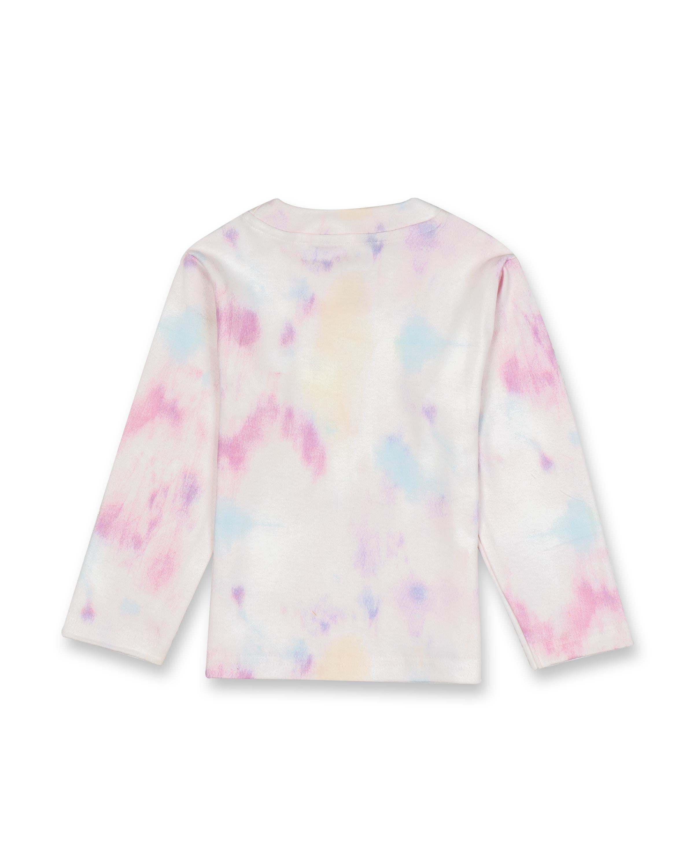 pink tie and dye full sleeve kids pyjama set back